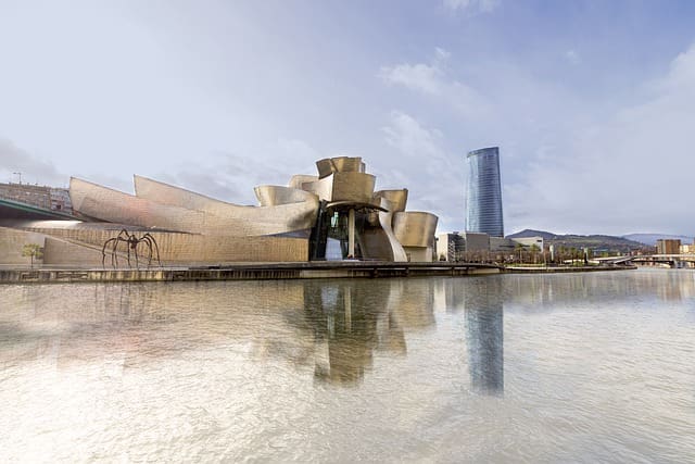 innovation in architecture, new form, new style , new material used, new construction method. Bilbao museum 