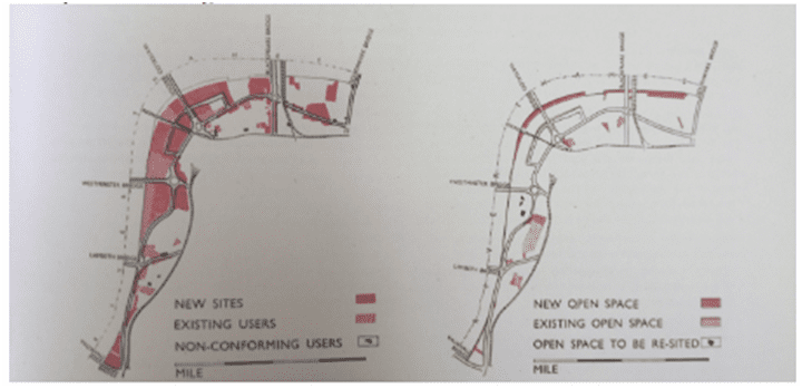 EU Planners: Land use change and betterment and compensation. image shows zoning proposal for south bank riverside development proposal .