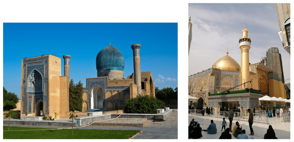 Paradigm shift in architecture: the Islamic world. Image shows the two types of shrines exterior architecture elements.