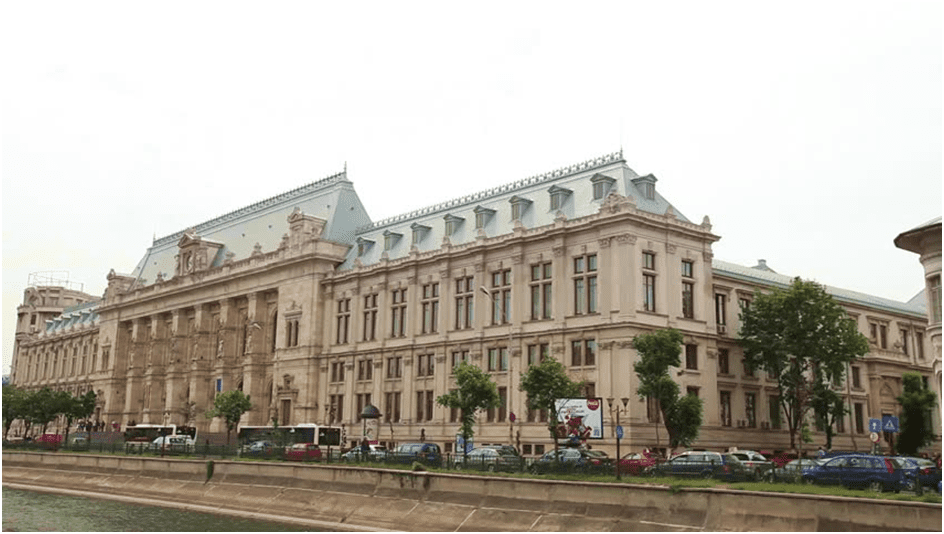 Paradigm shift in architecture: Renaissance, Baroque, Rococo. Image shows the application of renaissance principal of Romanian renaissance architecture of palace of justice.