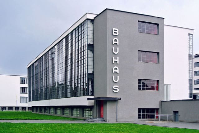 Paradigm shift in architecture: Art Deco, Bauhaus, De Stijl. Image shows Bauhaus architecture  in Germany