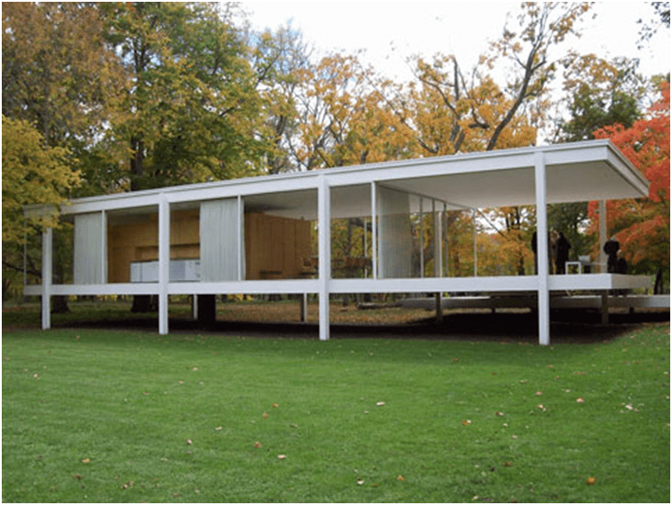 Paradigm shift in architecture: Modern Architecture styles-1 . image represent international style Farnsworth house in USA