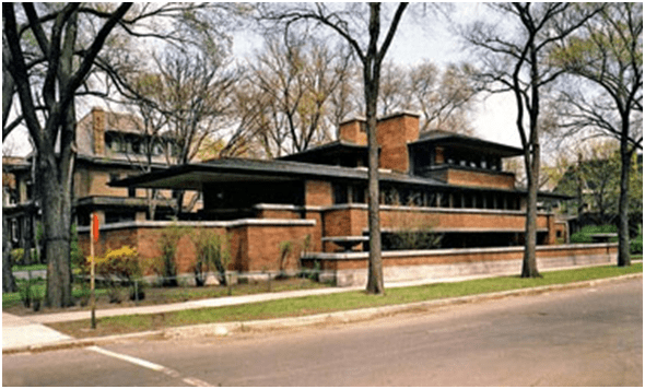 Paradigm shift in architecture: Modern Architecture style-3 . image shows  Robie house  in Illinois USA 