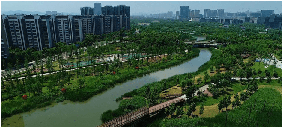 Urbanism: challenges of city design or planning? Ningbo east new town eco corridor in China. 