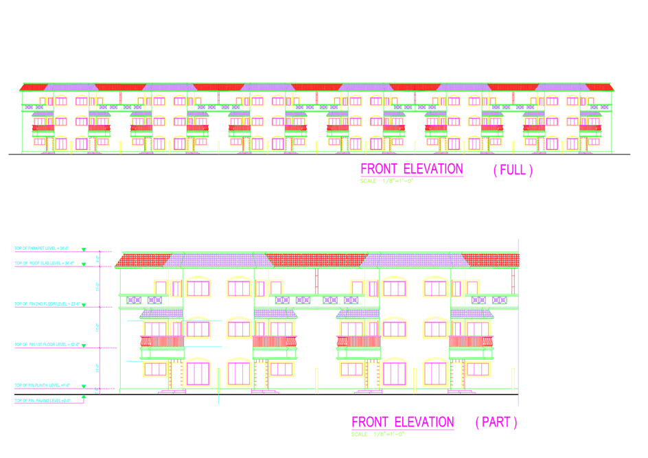 What is a Townhouse? Architecture, Features, and Character. image shows the elevation of the townhouse complex.