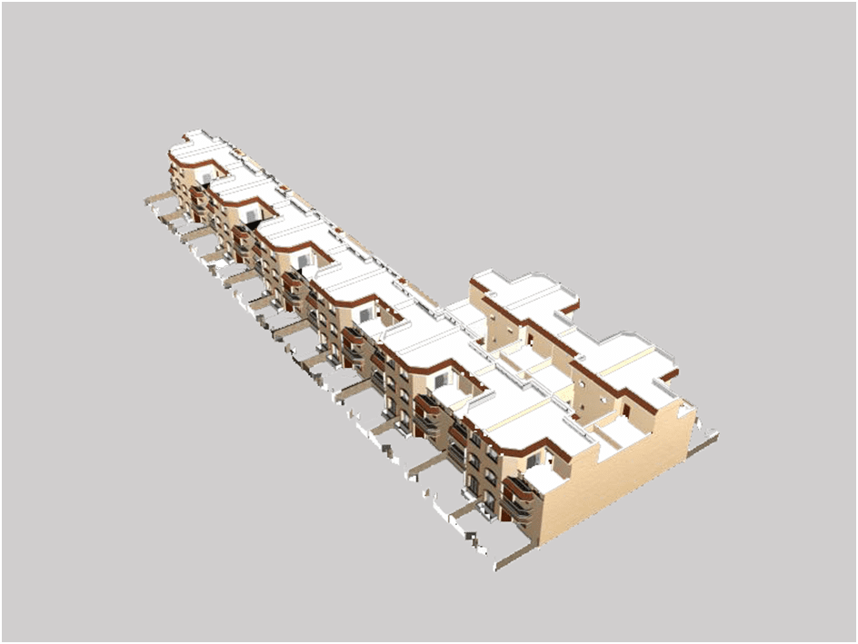 What is a Townhouse? Architecture, Features, and Character. image shows the 3d sketch of the townhouse complex.