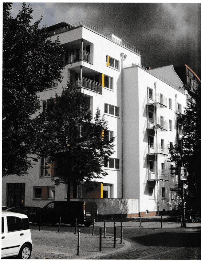 Urban regeneration, architecture of Lausitzer Str 38 in Berlin. newly renovated building street view, Berlin-Germany. 