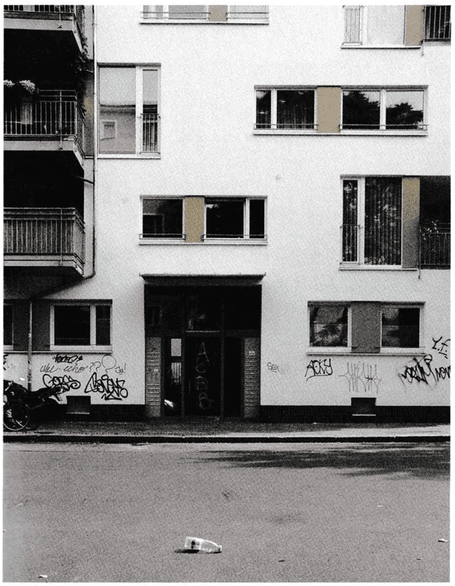 Urban regeneration, architecture of Lausitzer Str 38 in Berlin. image shows Main building entrance street view, Berlin-Germany. 