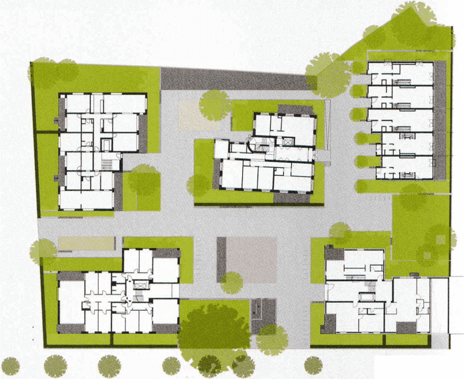 Urban Design and Architecture of Weissensee project-Berlin . image shows the urban design layout of the project