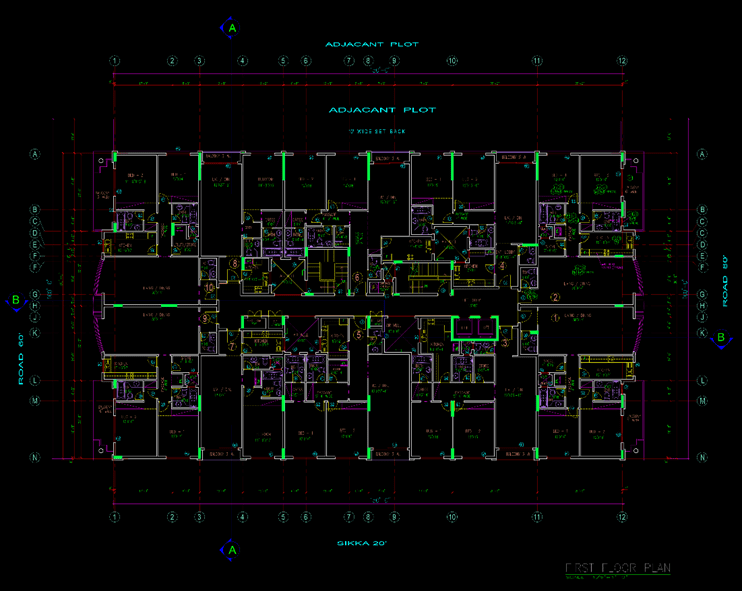 Architecture project from practice, fund role in realization. Image shows the first floor plan of the building.