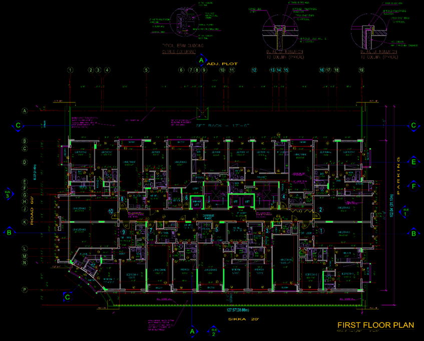 Architecture project from practice with dual functions. first-floor plan of the building