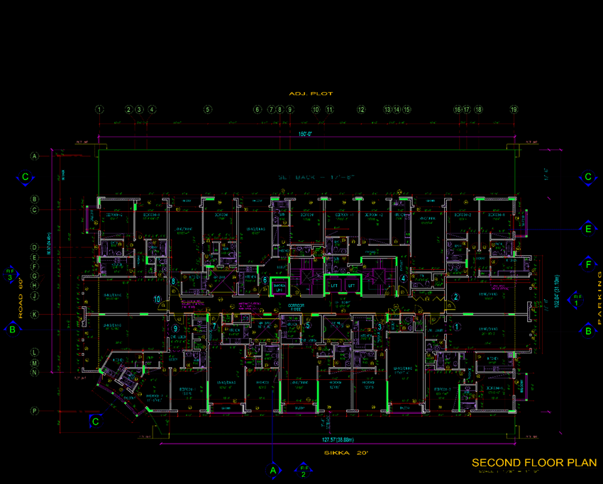 Architecture project from practice with dual functions. second-floor plan of the building