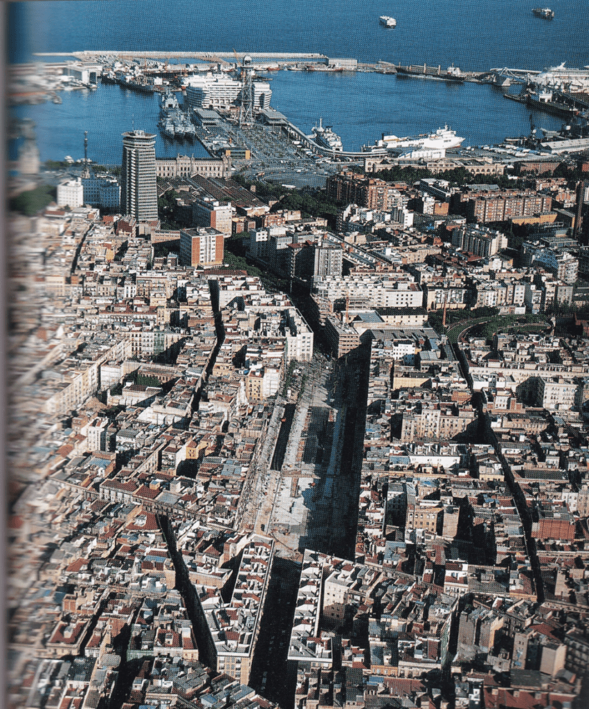 The urban regeneration project of Ciutat Vella in Barcelona. The cut-through of the street blocks of Ciutat Vella of Barcelona- Spain. 