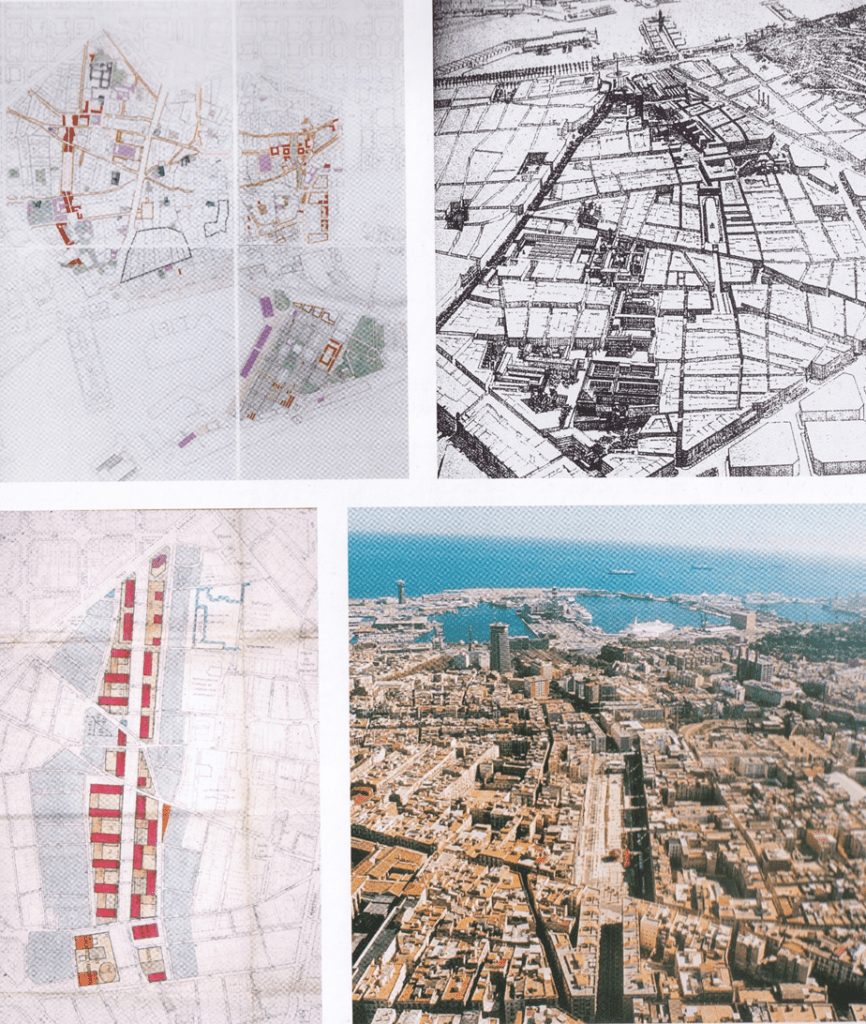 The urban regeneration project of Ciutat Vella in Barcelona. Spatial restructure of the cut-through of the street blocks of Ciutat Vella urban fabric. 