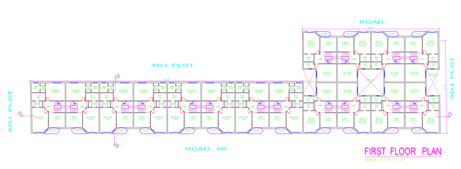 What is a Townhouse? Architecture, Features, and Character. image shows the first-floor plan of the townhouse complex.