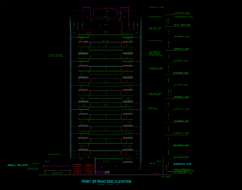 Al Nahda Grand residential building project. Image shows front elevation of the project