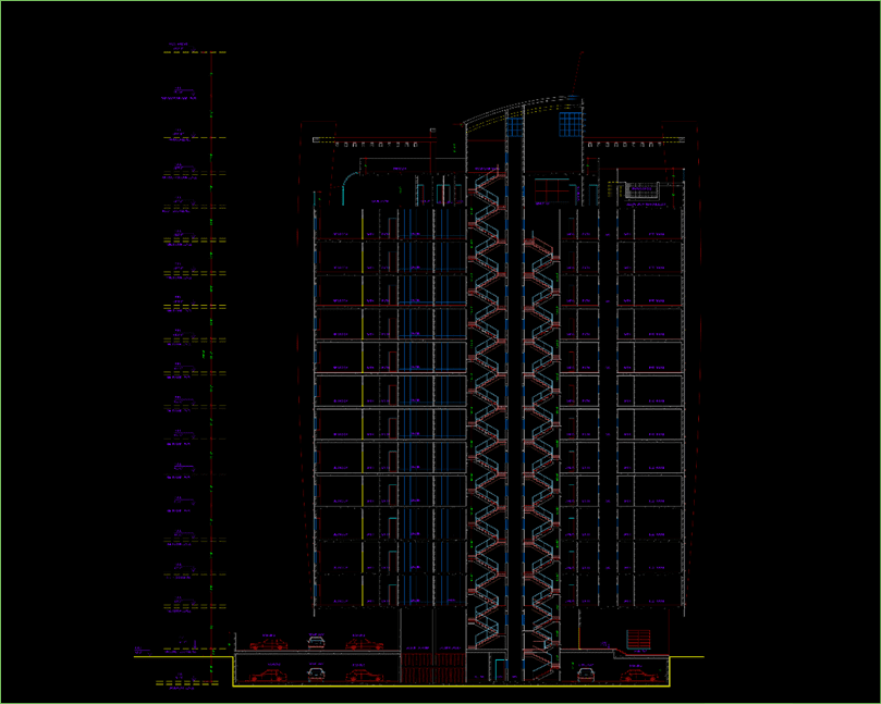 Al Sayer residential building project - 2. Image of the section drawing of the project