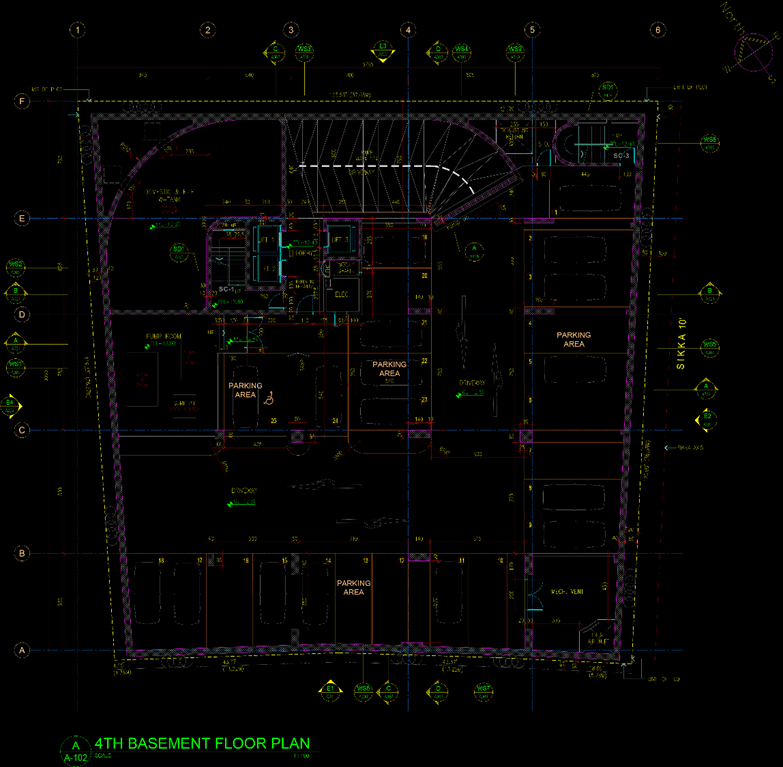 Jashinmal headquarters commercial and office building. Image of the fourth basement floor plan