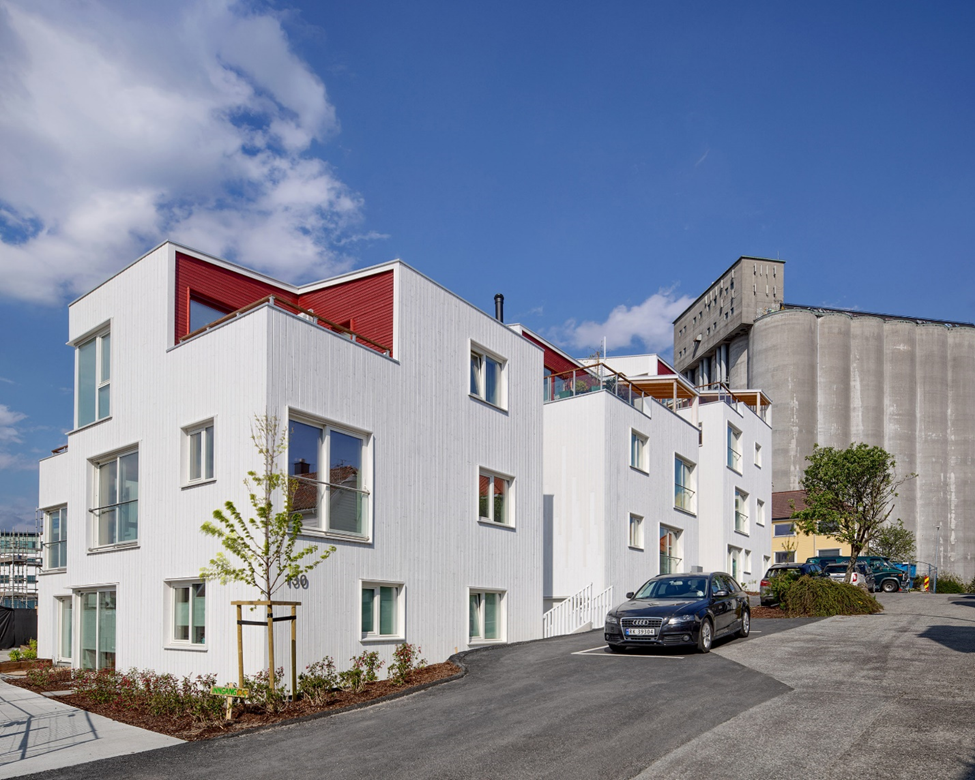 Vindmøllebakken Sustainable Urban Regeneration project-Norway. photo shows external street view of the urban development