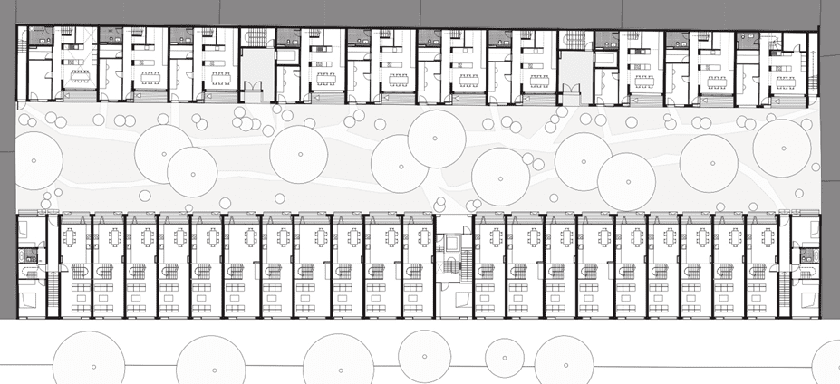 Zelterstrasse 5 residential urban design project, Berlin. the ground floor plan of the development