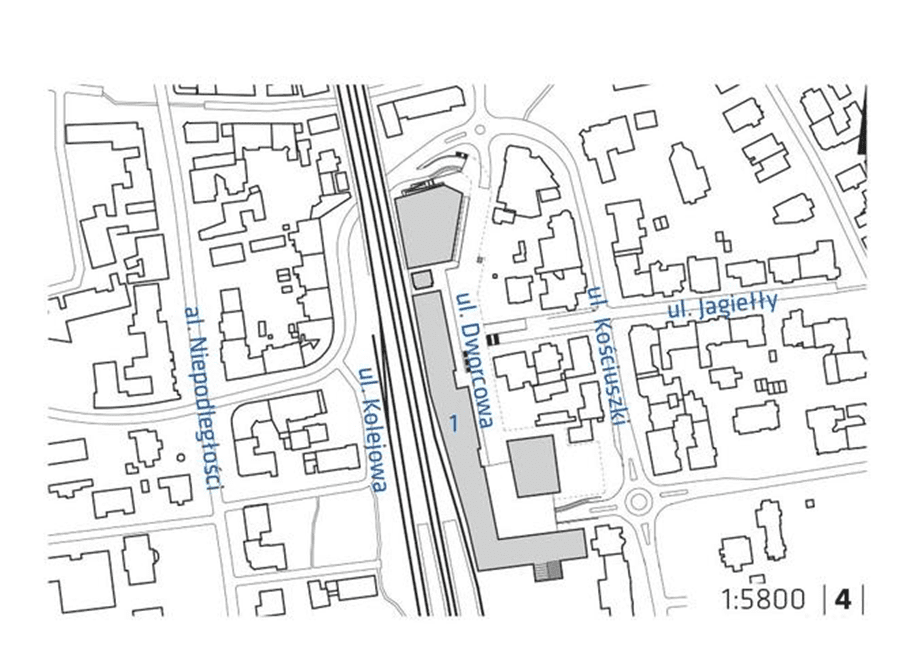 Urban regeneration, architecture of Sopot's new rail station. the site plan of the urban regeneration and architecture of the Sopot railway station project