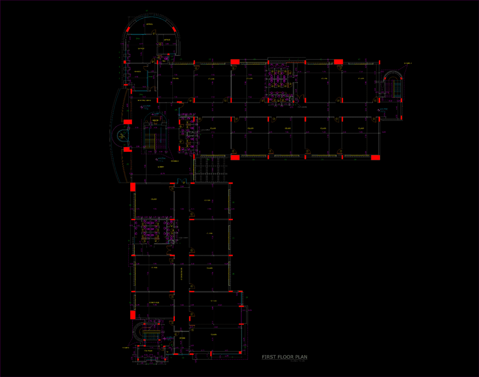 AFLEC Secondary School architecture project. project first floor plan