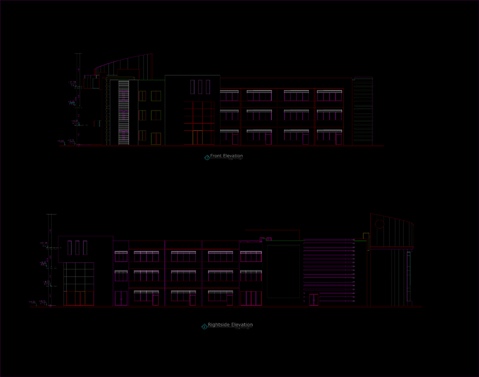 AFLEC Secondary School architecture project. project elevations