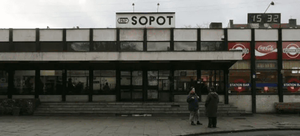 Urban regeneration, architecture of Sopot's new rail station. The Old Sopot railway station built in the 70s