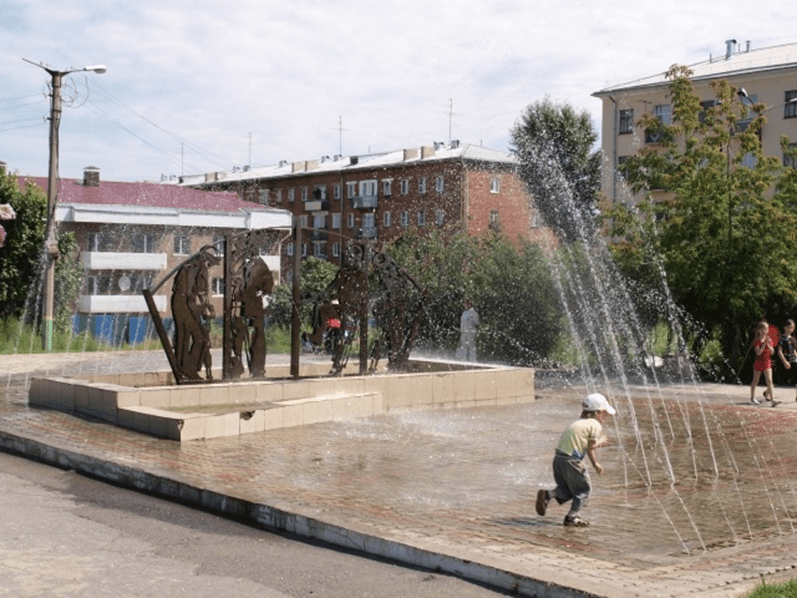 Cheremkhovo the urban regeneration and revival of the city. fountains, public art, and landscape urban regeneration in the city