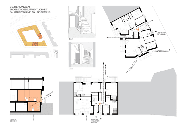 Friedrichshain Urban Design and Architecture Project Berlin.  the light strip windows from the ground floor to the parking basement floor.