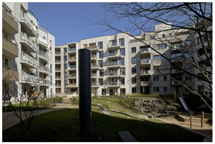 Friedrichshain Urban Design and Architecture Project Berlin.  the internal open space of the block and garden