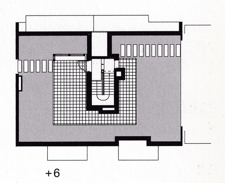 Simplonstrasse 54 mixed-use building architecture project.  the roof floor plan and the garden layout and access to adjacent roofs