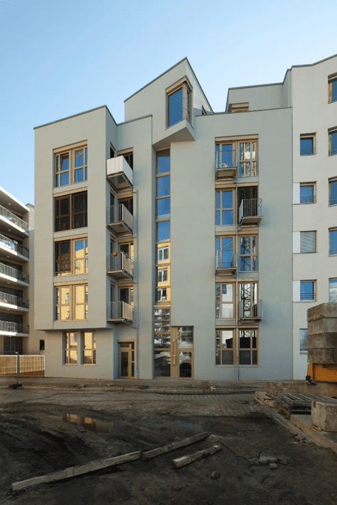 Helmerdingstraße 3 mixed-use building architecture project. Figure 2, the architecture of the front street elevation of the Helmerdingstraße 3 building. Source