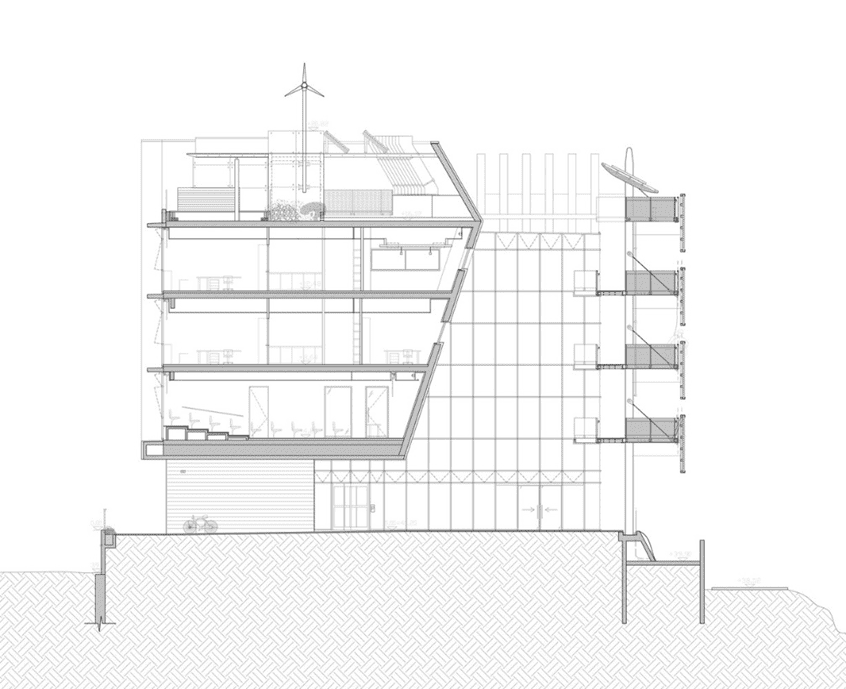 Porter School of Environment Architecture Project- Tel Aviv. the traverse section of the building. 