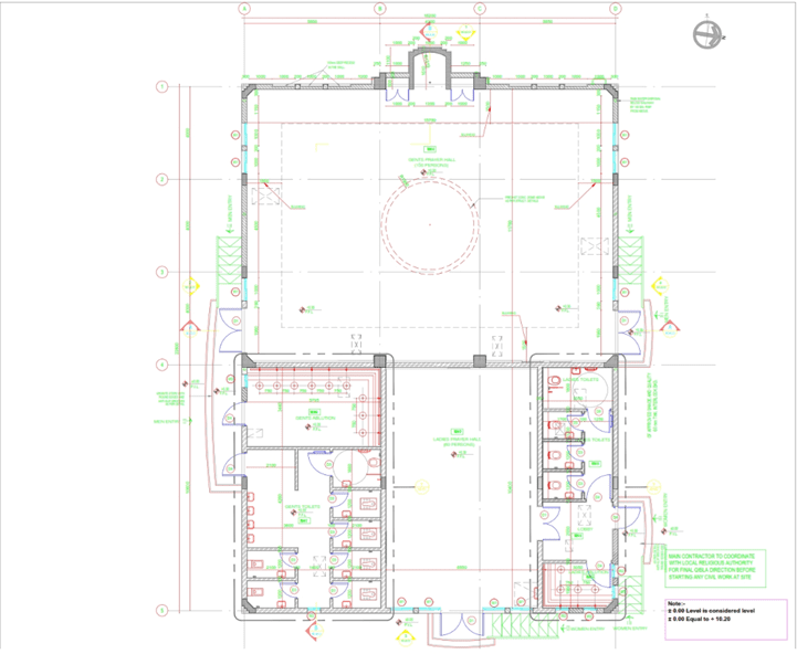 Mahawi Oil and Gas petrol station complex project. Mosque building ground floor plan.