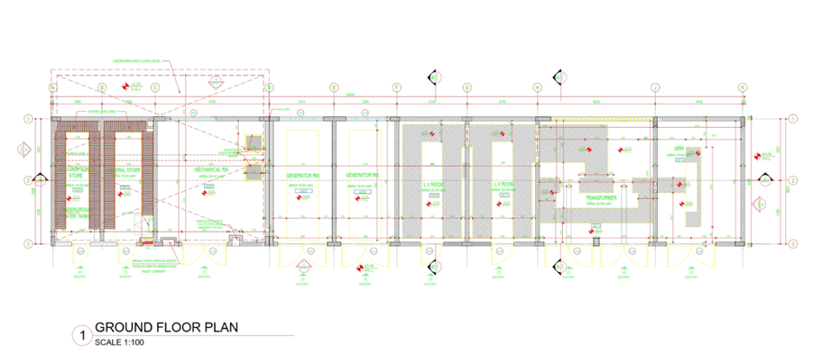 Mahawi Oil and Gas petrol station complex project. the ground floor layout of the utility building in Mahawi petrol station.