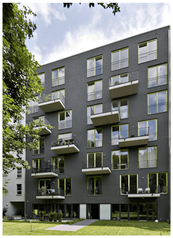 Am Friedrichshain 25 residential building Berlin.  rear elevation of the building on Am Friedrichshain 25