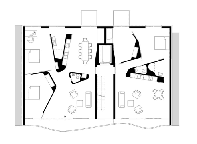 Am Friedrichshain 25 residential building Berlin. the typical floor plan of the building