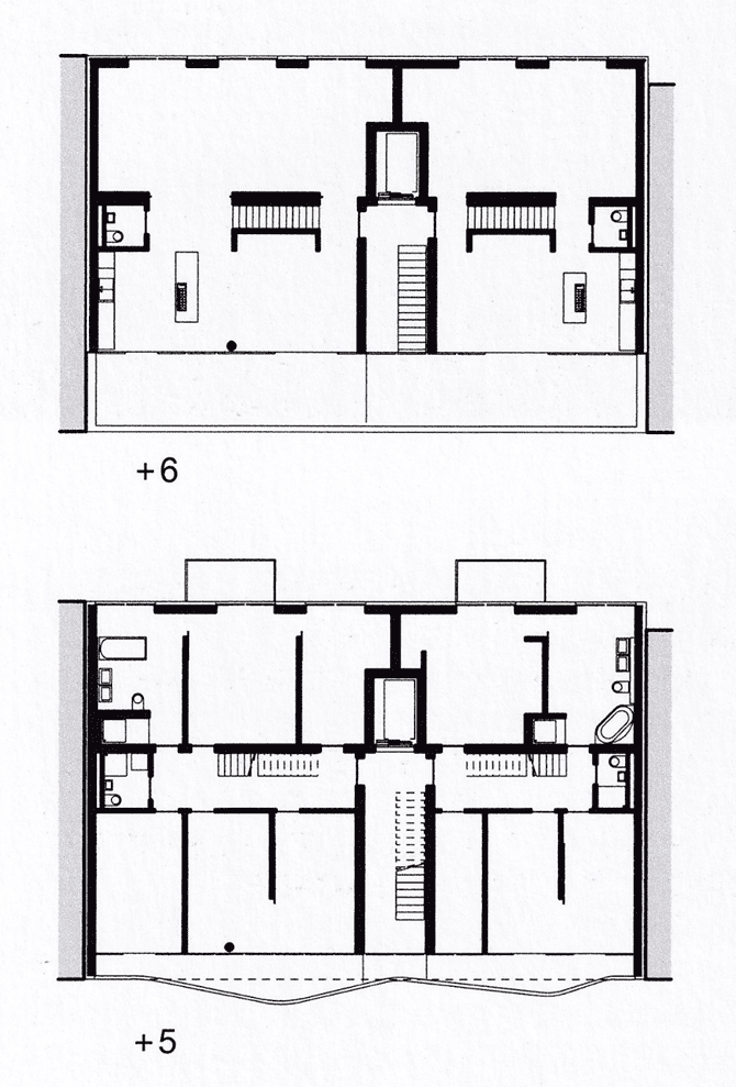 Am Friedrichshain 25 residential building Berlin. 5th, and 6th-floor plan Am Friedrichshain 25.