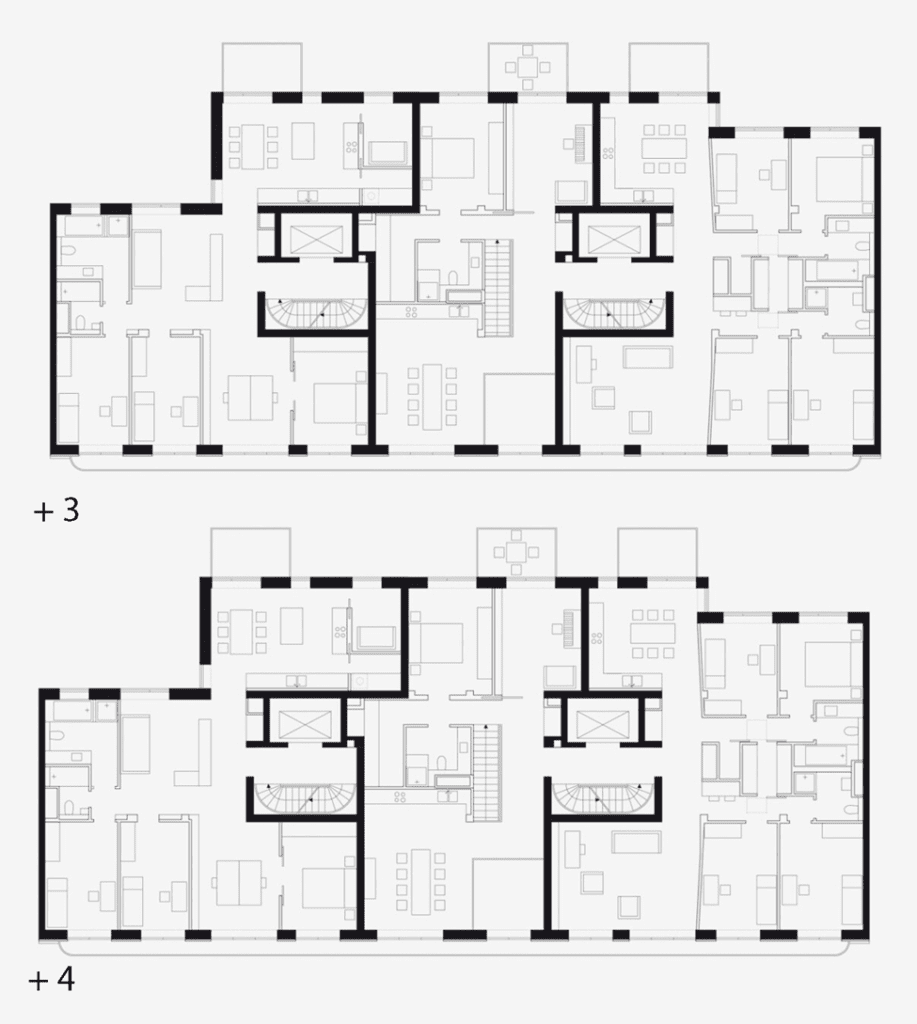 Görschstraße 48 residential building Architecture Berlin. the third and fourth-floor plans of the building