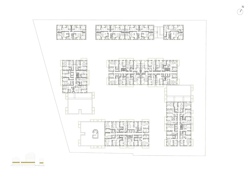 Marmura Urban Regeneration and Design Project in Romania.  the Second-floor plan of the project