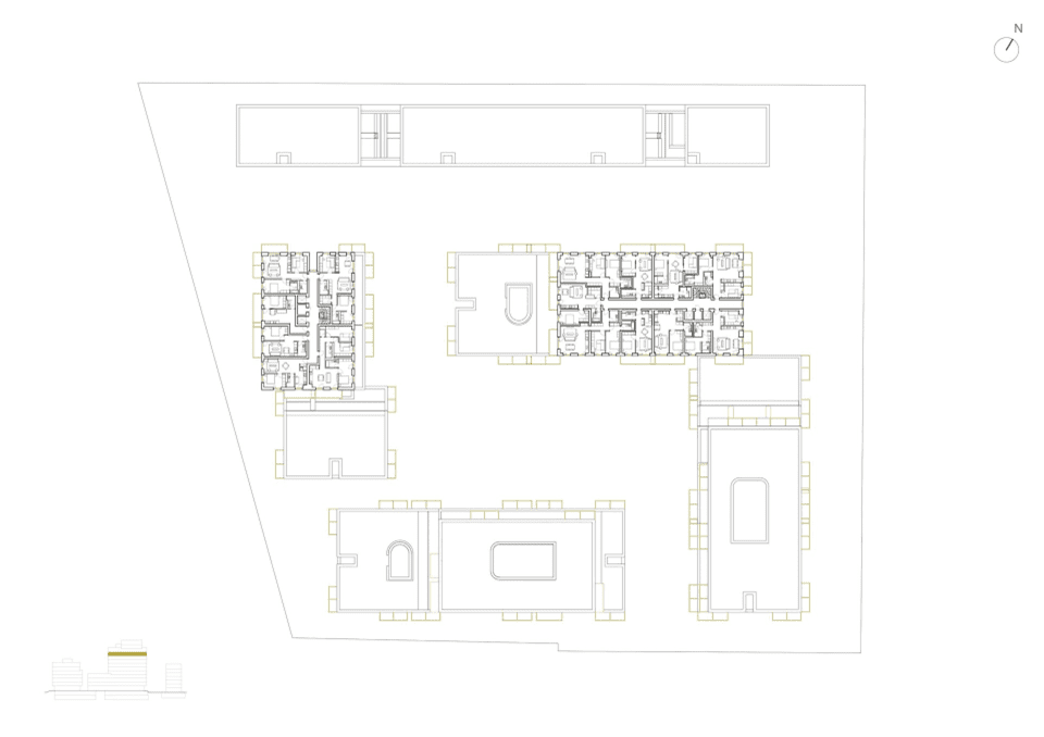 Marmura Urban Regeneration and Design Project in Romania.  the Ninth-floor plan of the project