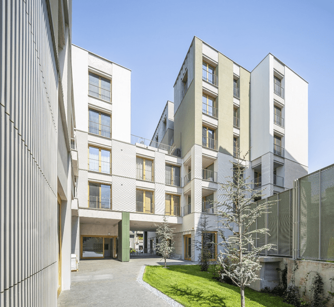 Strada Sfinții Voievozi 24 urban regeneration project Bucharest.  the internal space and landscape between the development buildings