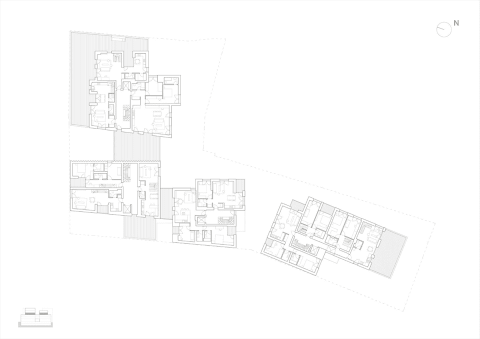 Strada Sfinții Voievozi 24 urban regeneration project Bucharest.  the third-floor plan of the project