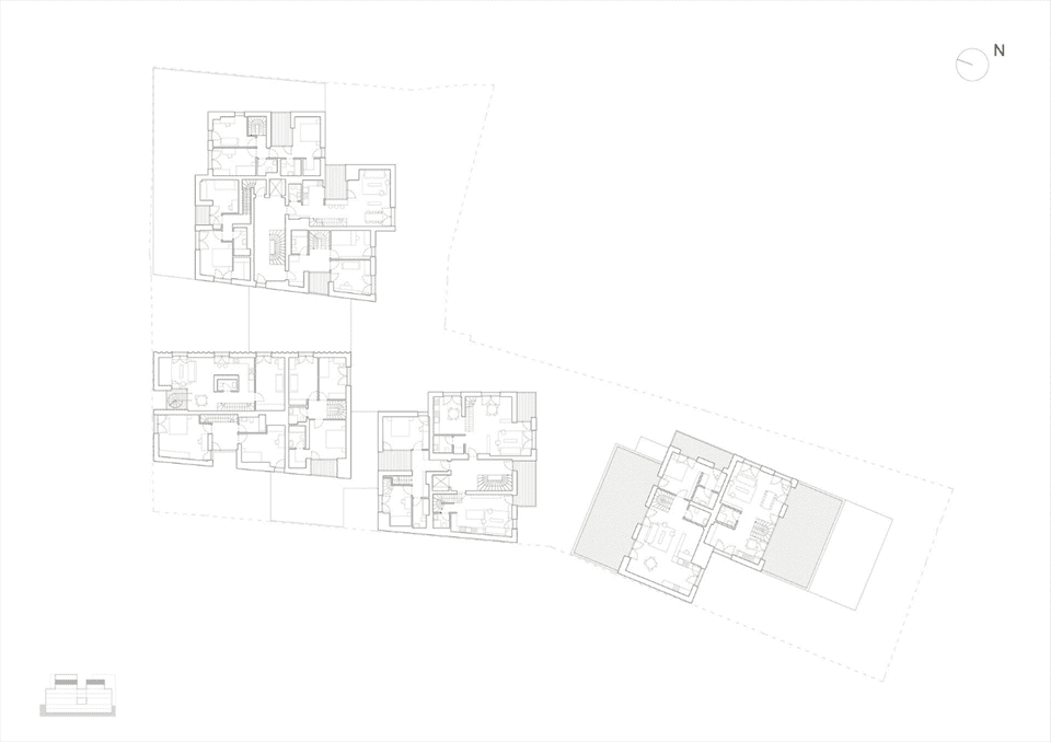 Strada Sfinții Voievozi 24 urban regeneration project Bucharest.  the Fourth-floor plan of the project.