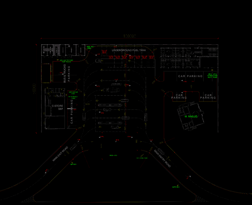 Al Marfa Oil and Gas petrol station complex project.  Site plan of the Al Marfa petrol station