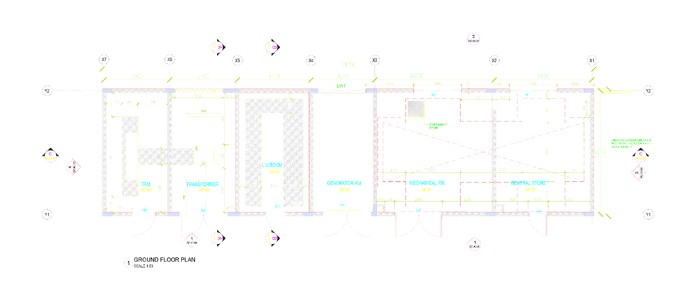 Al Marfa Oil and Gas petrol station complex project. the ground floor layout of the utility building in Al Marfa petrol station.