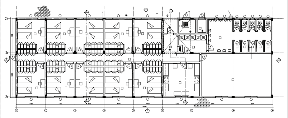 Al Haffar Oil and Gas petrol station complex project. the ground floor plan of the accommodation building.