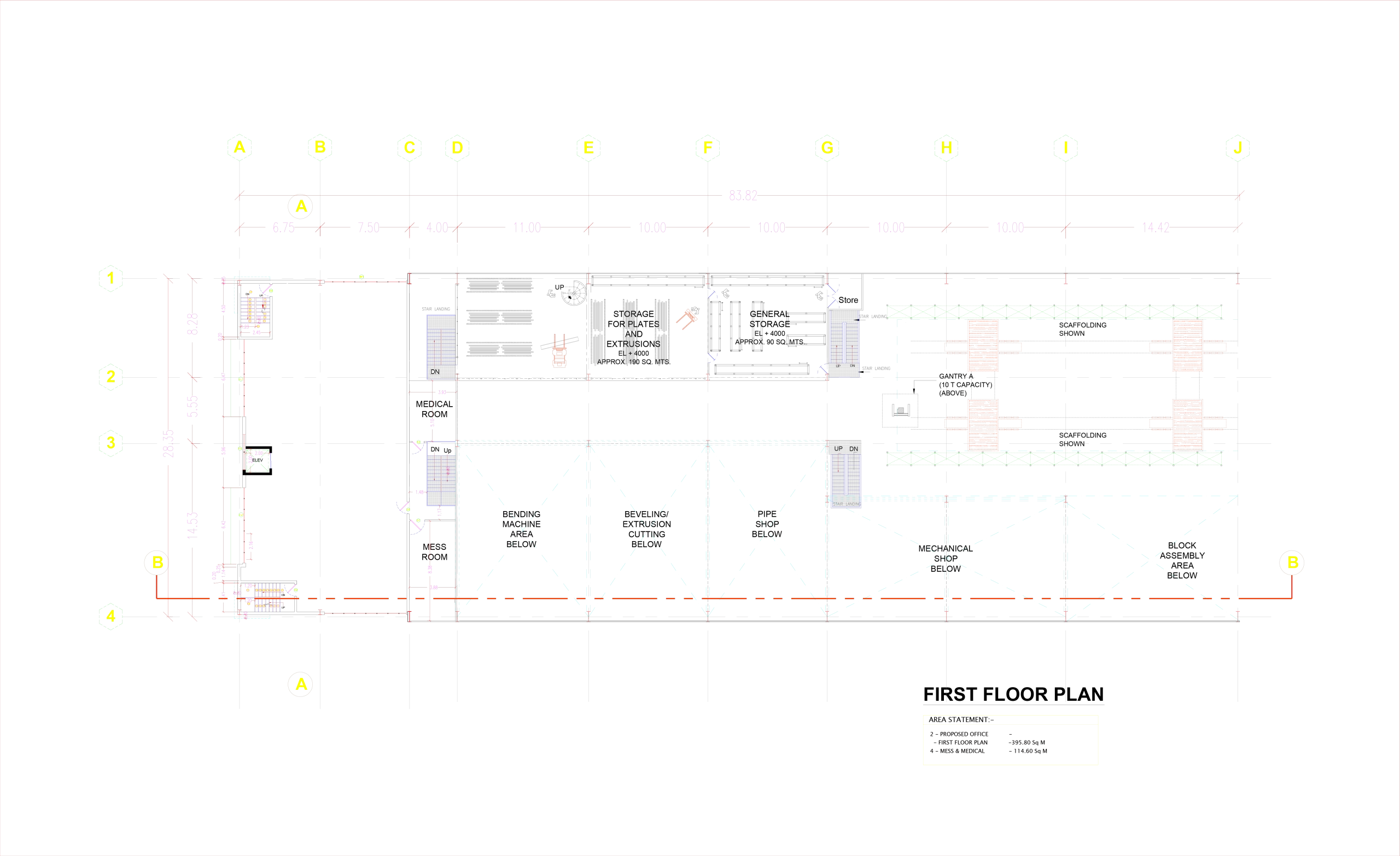 Mubarak Marine Ship Building Industrial Architecture project. the first-floor plan of the project.