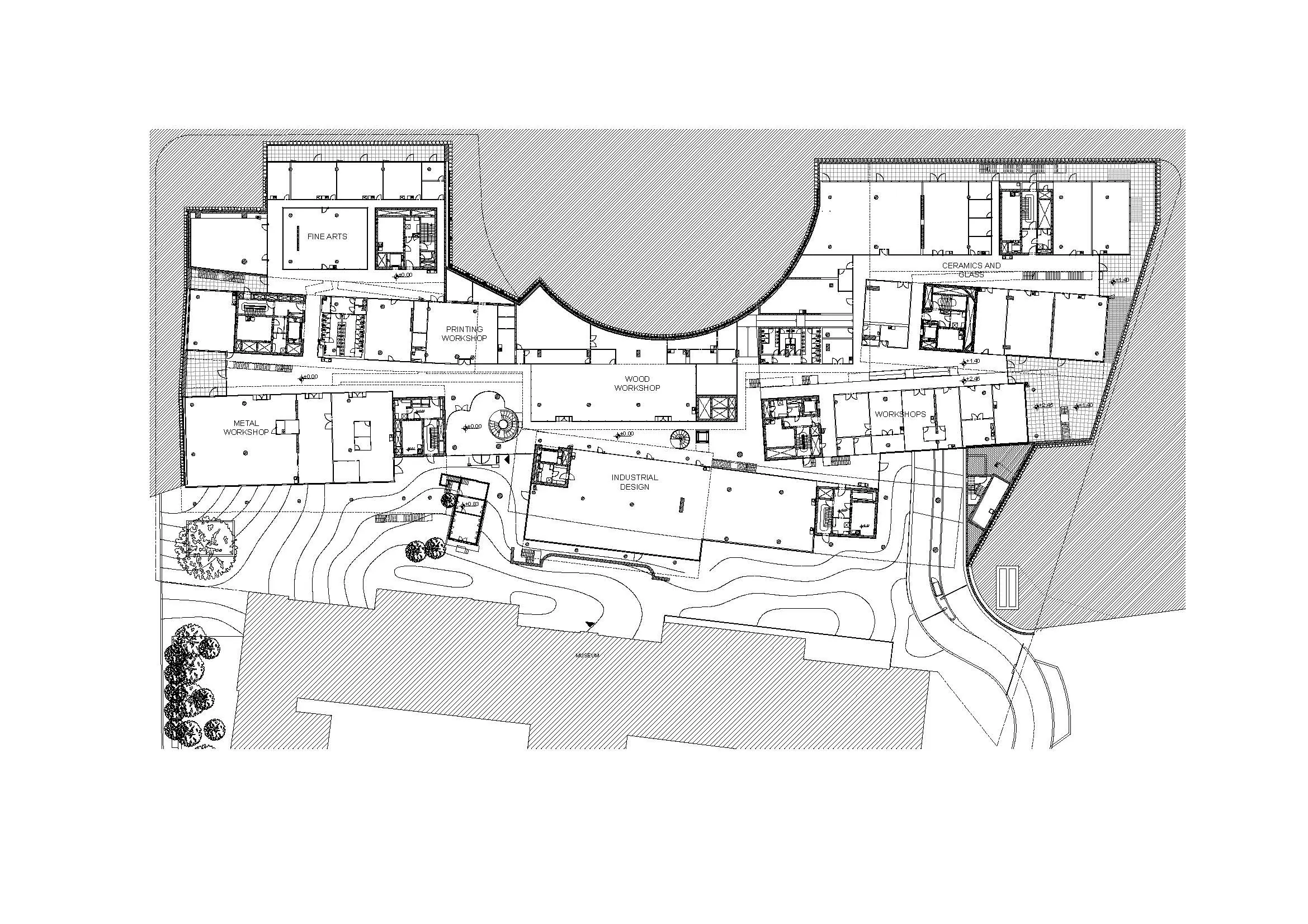 Bezalel Academy of Arts and Design project in Jerusalem. The ground floor 1 plan